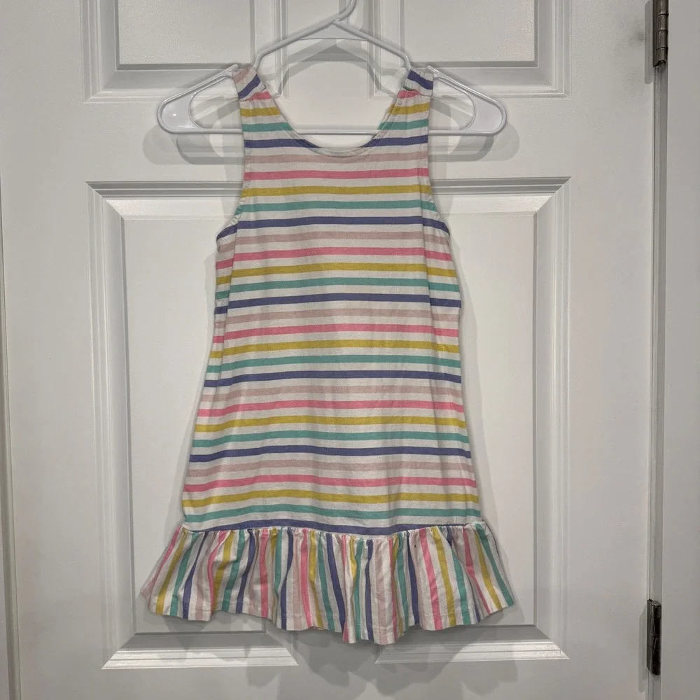Tommy Bahama Kids‎ Girls Rainbow Stripe Ruffle Dress Size M 7/8 Summer